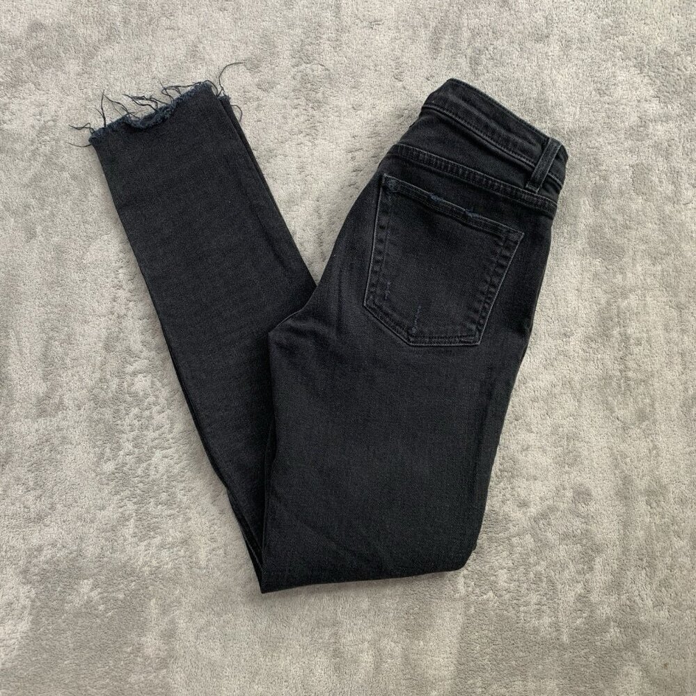 Reformation Jeans Women 26x27” Argentine Black Skinny Raw Hem Stretch Button Fly